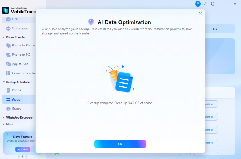 ai cleanup completed for whatsapp backup