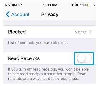 disable read receipt in whatsapp