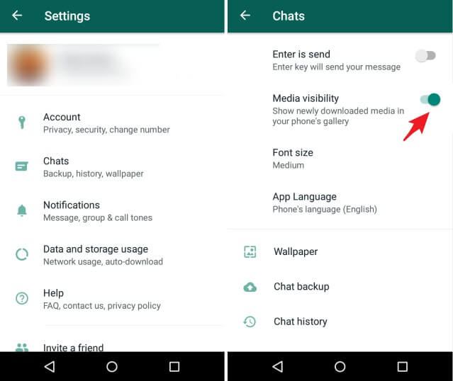 إخفاء الصور ومقاطع الفيديو لمجموعة WhatsApp