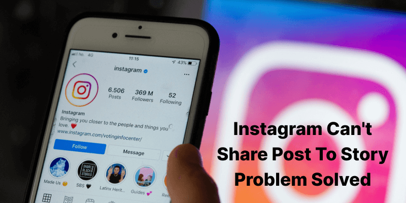 Non è possibile condividere un post nella storia di Instagram