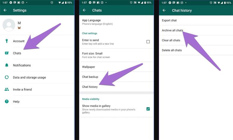 archive all whatsapp chats on android