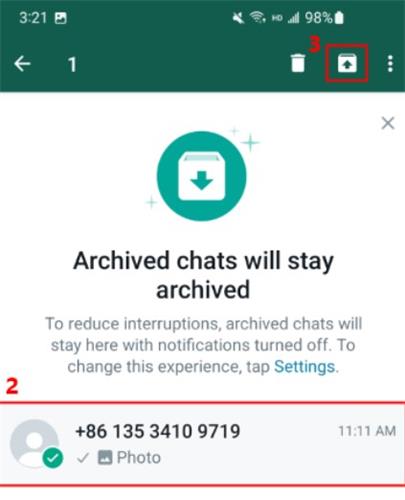 disarchiviare le chat di whatsapp