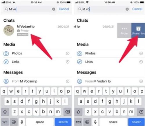 unarchive chats on iphone