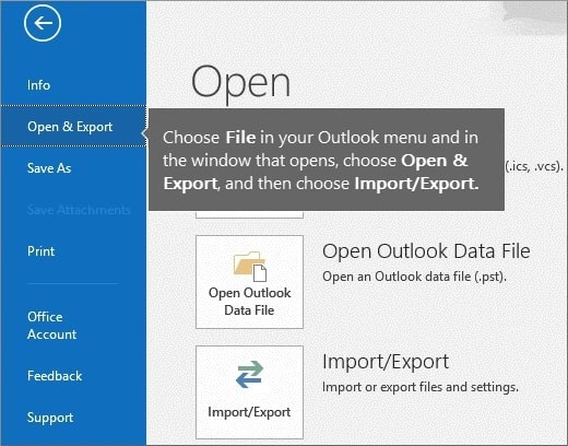 choose open export