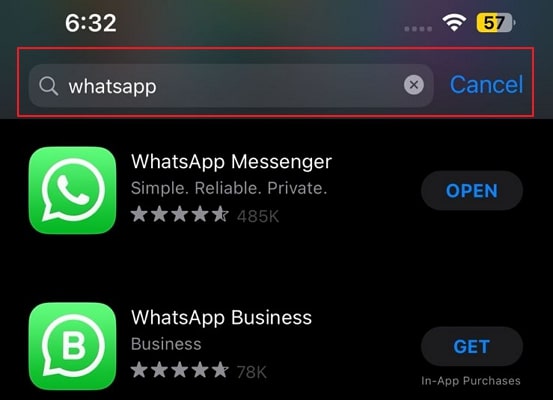 search for whatsapp