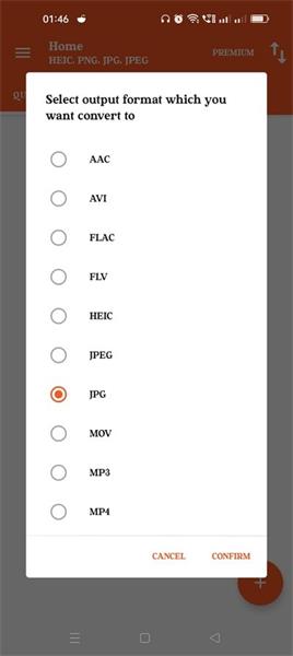 choose output format as jpg