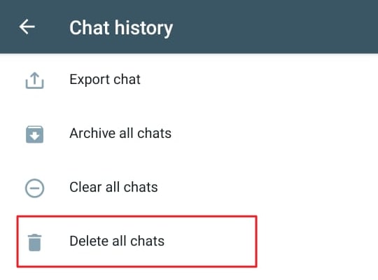 select the delete all chats option