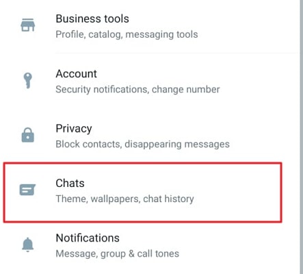 select the chats option