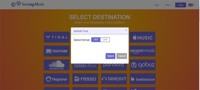 click select destination