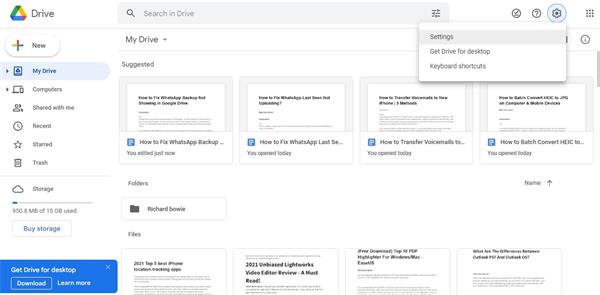 haz clic en el icono de configuración