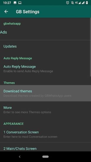 apply and delete GBWhatsapp theme 2