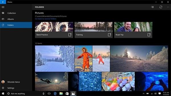 интерфейс приложения microsoft photos