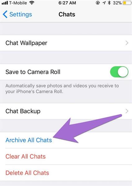archiving all chats on whatsapp