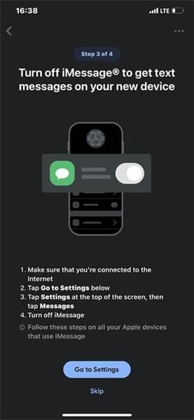 turn off imessage as requested