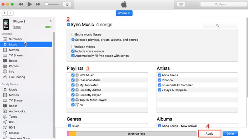 synchronisation de la musique avec itunes