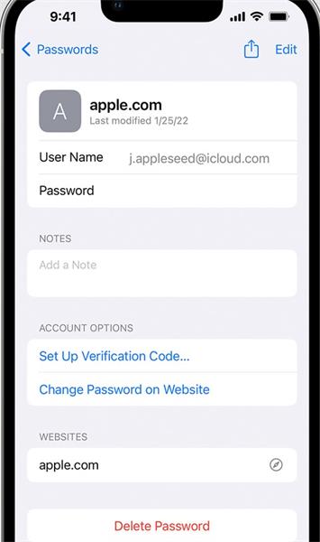 viewing website password on iphone