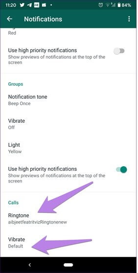 how to turn whatsapp call notifications off