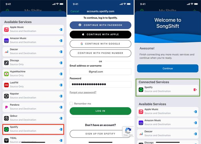 installare l'applicazione songshift