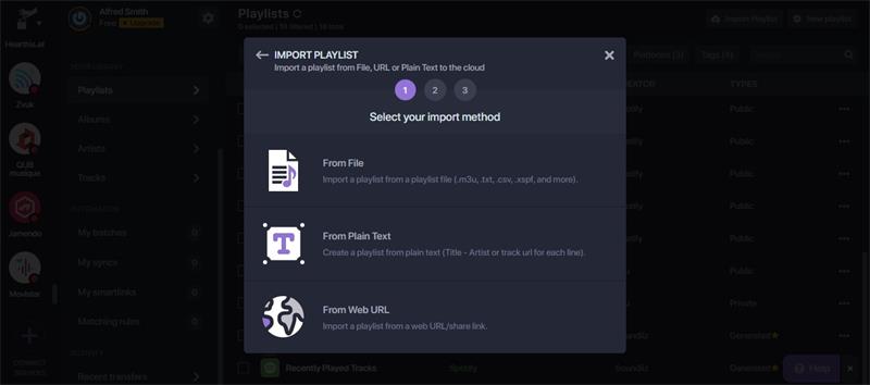 click import playlists