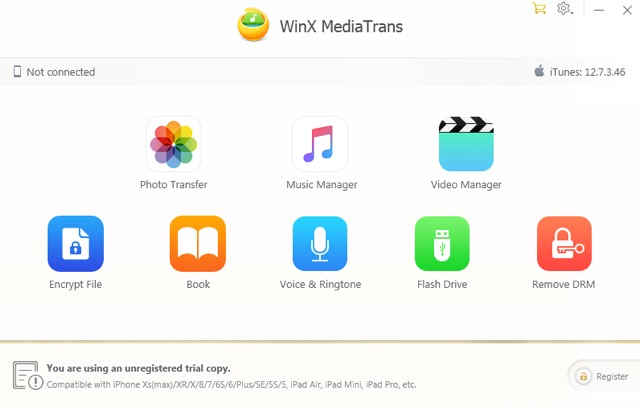 winx mediatrans user interface