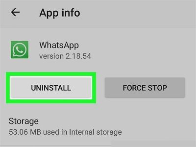 إلغاء تثبيت تطبيق whatsapp