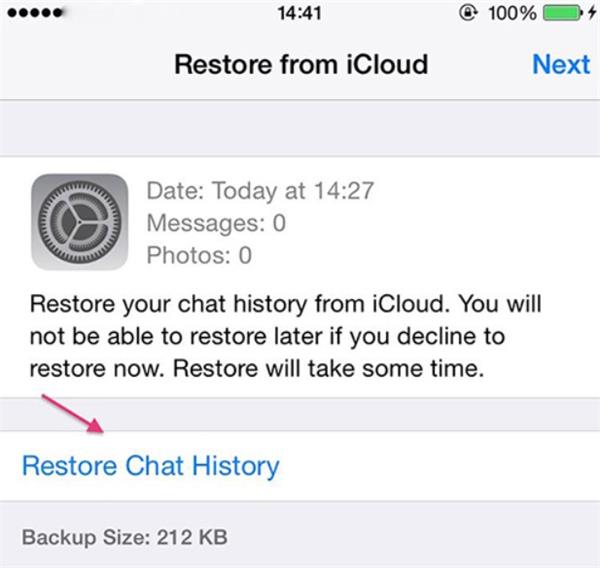 restore whatsapp messages from icloud