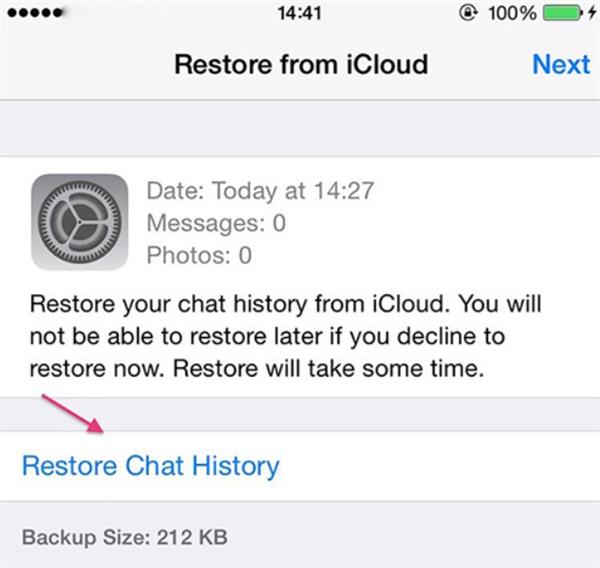 restaurer les messages whatsapp d'icloud