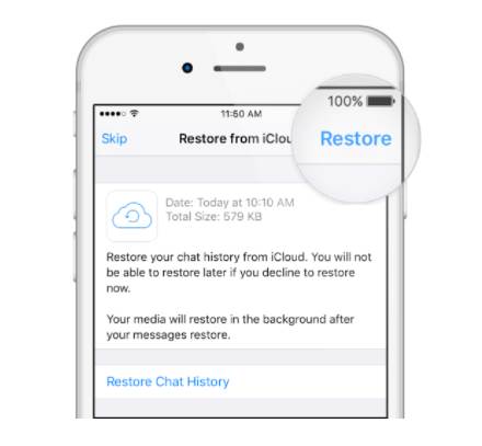 reach the restore backup