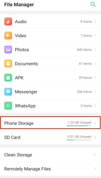 go to the file manager app