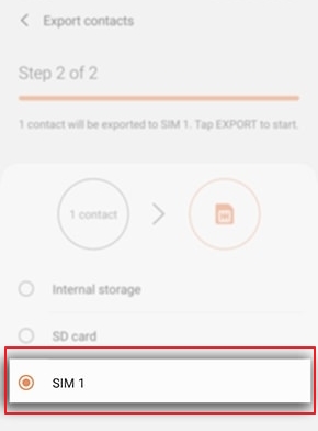 select your sim to transfer contacts