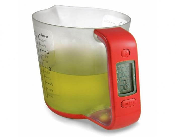 digital kitchen scale and measuring cup