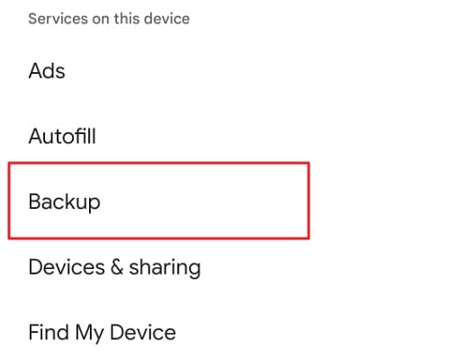 choose the backup option