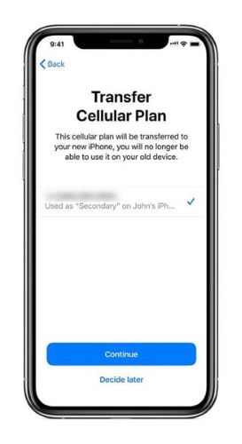 iphone cellular plan transfer during setup