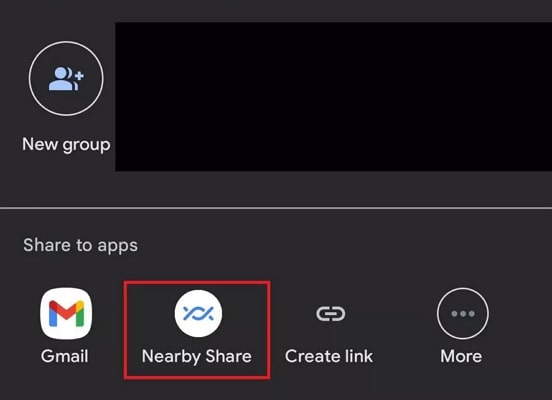 choose the nearby share option