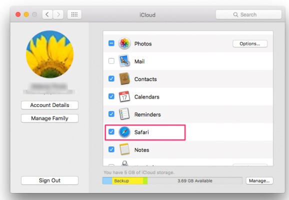 trasferimento schede icloud safari