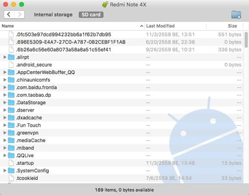 transfert de données à l'aide d'Android file transfer