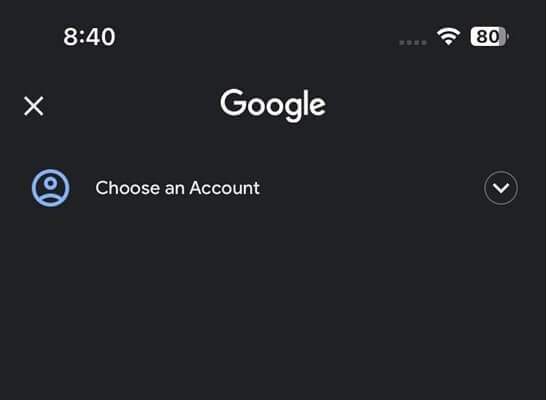 escolha sua conta do google para fazer login