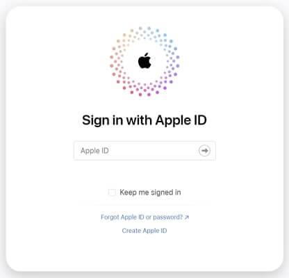 faça login no serviço icloud