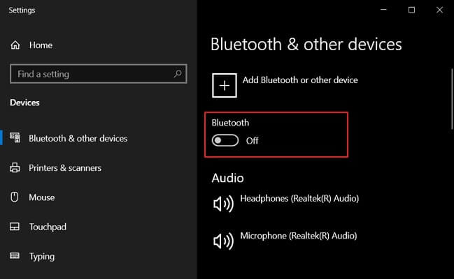 turn on bluetooth feature