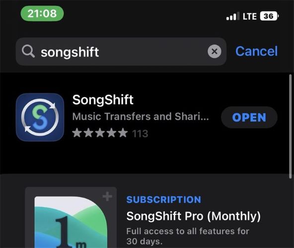 applicazione songshift