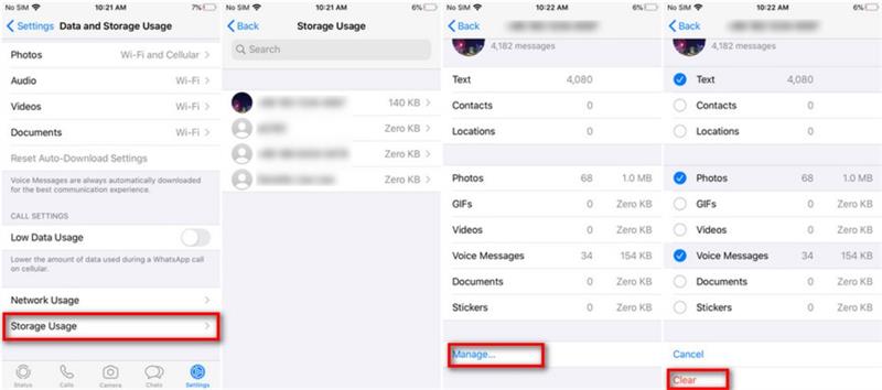 clearing whatsapp cache on iphone