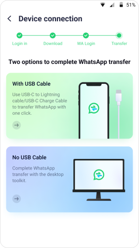 connect both devices with a cable or mutsapper desktop toolkit