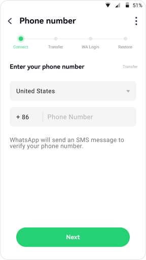 log in to whatsapp to allow mutsapper to transfer your data