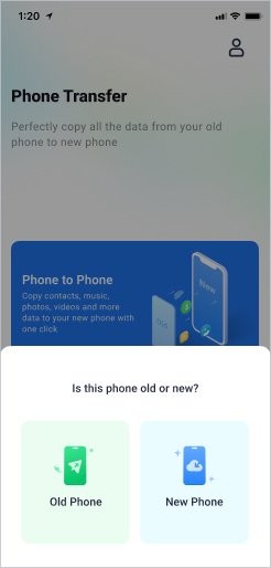 installed app and tap phone transfer