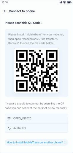 scan the qr code to connect both devices and airdrop data