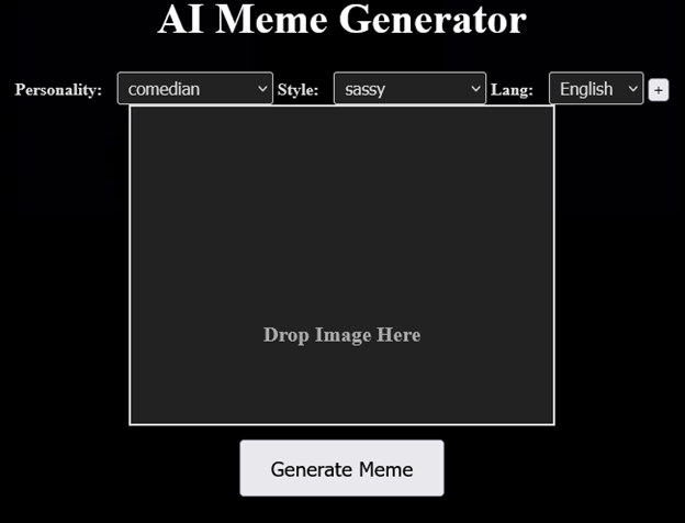 “Drop Image Here” en AI Meme