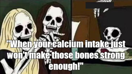 showing three skeletons with texts 