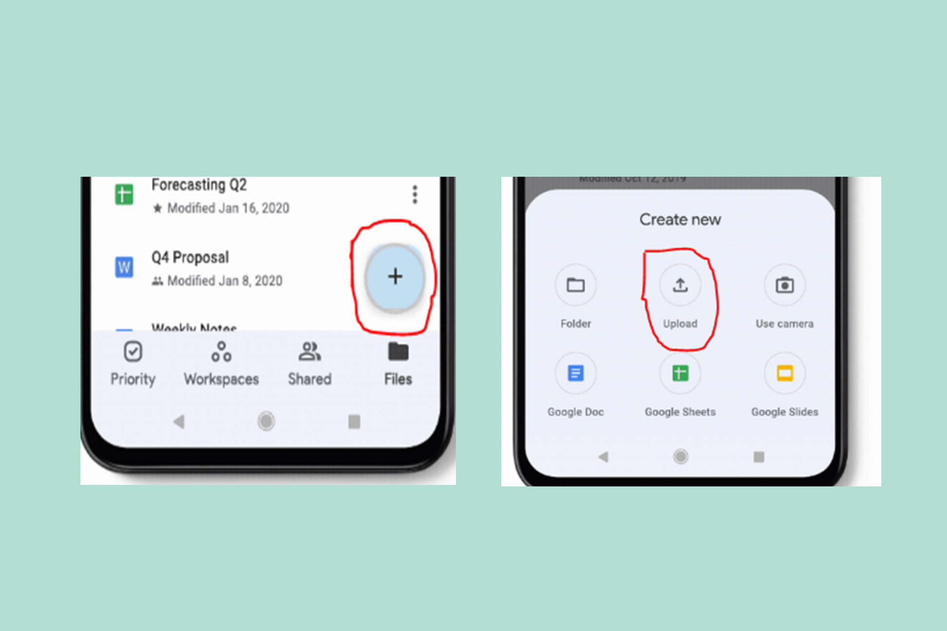 appuyez sur les boutons "plus" et "télécharger" pour déplacer les photos vers votre compte google drive