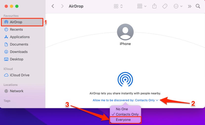 تمكين AirDrop