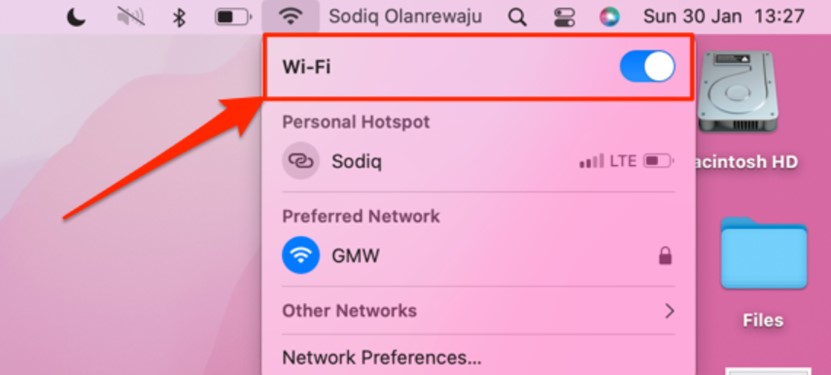 قم بتشغيل شبكة Wi-Fi